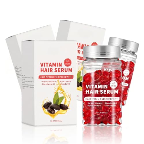 Herb's Wealth Anti-Frizz Vitamin Hair Serum Capsules with Moroccan Oil, Jojoba, Macadamia and Avocado Oil, Deep Nourishing, All Hair Types, Pack of 3