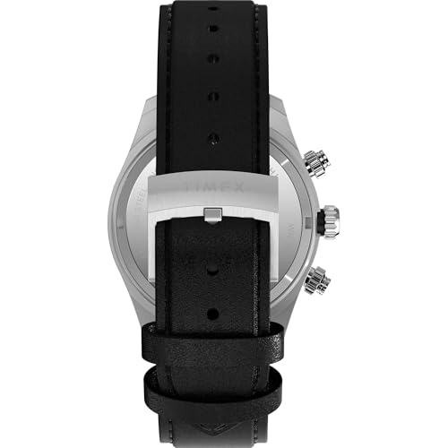 Image of TIMEX Waterbury Heritage Analog Silver Round Dial & Black Leather Strap Band Water Resistant Men's Wrist Watch - TW2Y19300IK