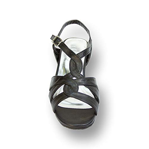 Peerage Monica Women's Wide Width Leather Intertwined Strap Slingback Sandals2