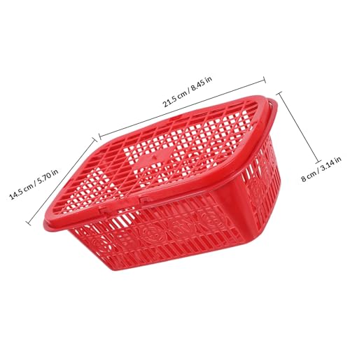 Cesta de plástico roja con asa conveniente, reutilizable y portátil para recolectar fruta 3
