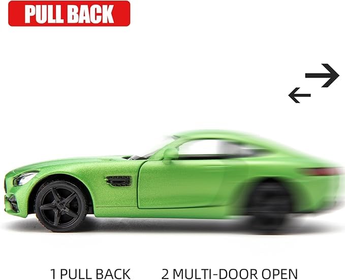 RMZ City 1/36 Scale AMG GTR Car Model, Zinc Alloy Die-Cast Pull Back Vehicles Kid Toys for Boy Girl Gift Green - Image 3
