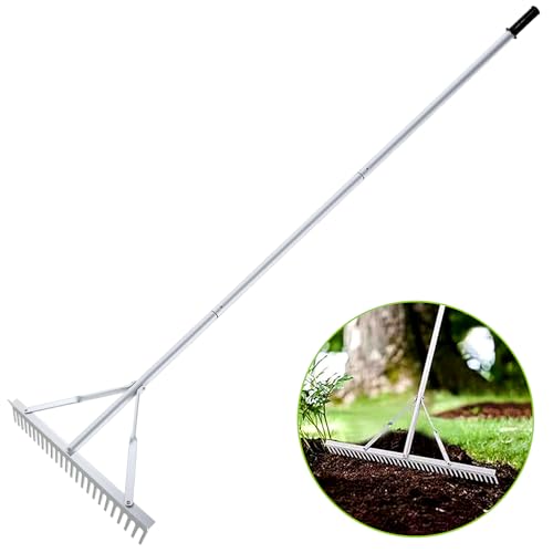Fumingpal 24 Inch Aluminum Landscape Rake, Garden Rake, Heavy Duty Rakes for Lawns, Metal Rake for Gardening, Loosening Soil, Lawn Care, Lake and Beach