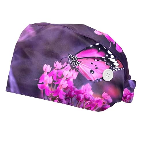 Chapeaux de travail violet fleur pour la cuisine et les soins esthétiques lot de 2 VERED