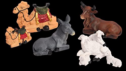 Image of KariGhar Resin 7 Pcs Animals Statue for Christmas Nativity Scene, Crib Decoration, Kudil Set, Various Other Decoration and Gifting, 8 Inch