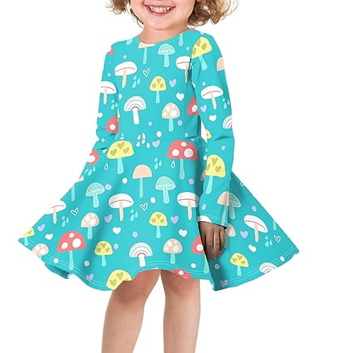 Kids Cute Clothes Girls Twirly Swing Dress Long Sleeve Crew Neck Fall Clothes School Casual3