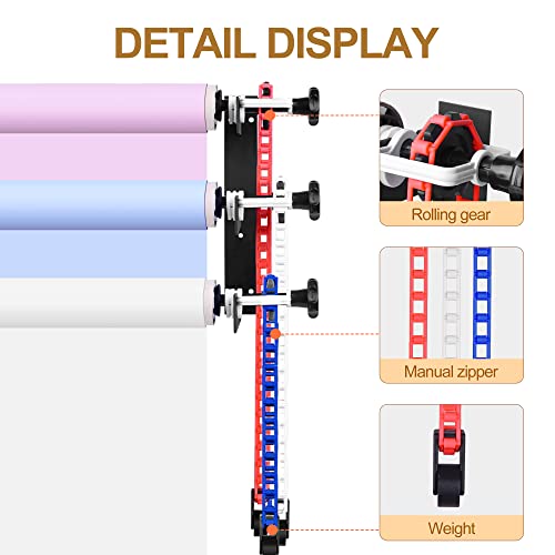 Emart Photography Backdrop Wall Mount 3 Rollers Support System, Manual Photo Background Roller System, Wall Ceiling Mount For Studio Live Streaming #TOP2