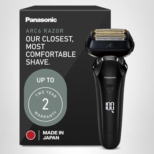 Panasonic ARC6 Electric Razor for Men Face, Wet & Dry Shavers for Men with Foil Shaver, Pop-up Trimmer, Ultra-Fast 6-Blade, Smart Shave Sensor, 22D Flexible Pivoting Head - ES-LS8A-K (Black)