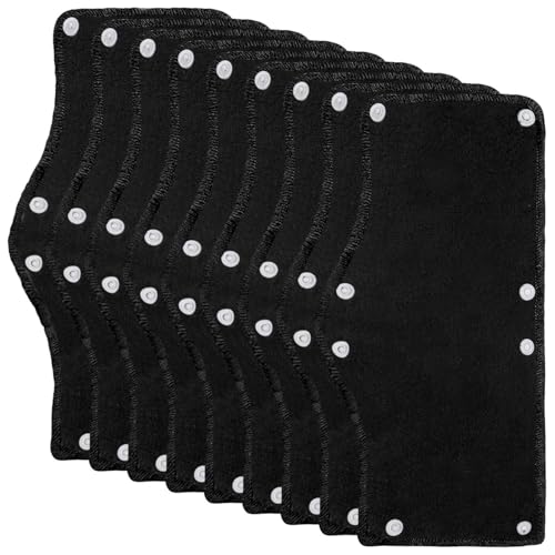 Ruisita 9 Pack Black Hard Hat Sweatband Cotton Terry Sweatband with Liner Snap Washable Hard Hat Accessories (9, Black)