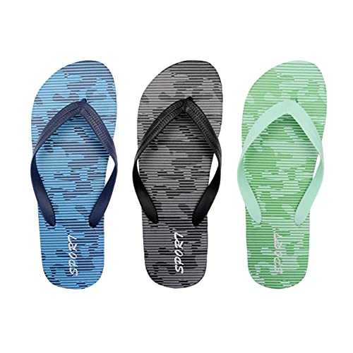 3 Pack Mens Pool Beach Rubber Waterproof Flip Flops Sandals for Surfing Summer Travel Must Haves Practical Shower Shoes Teen Boys