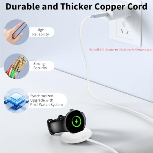 Image of Charger Cable for Google Pixel Watch 4,USB C Quick Charging Dock 6ft Only Compatible with Google Pixel Watch 4 (41mm /45mm) Connected Smartwatch Charger Cord Replacement Charging Cable,2M White