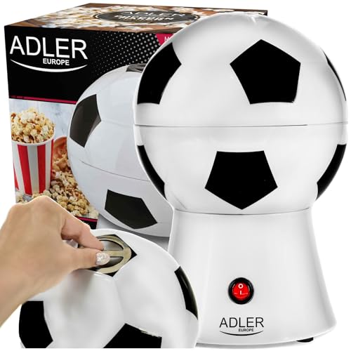 Adler AD 4479 Palomitero Maquina de Palomitas de maíz, Aire Caliente Sin Grasa Aceite, Forma de Balón de futbol, Eléctrica, 1200W
