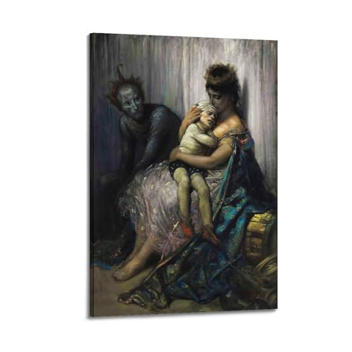 Gustave Dore - Póster impreso de La familia de acróbatas callejeros con el niño herido, impresión artística para colgar en la pared, idea para colgar en casa, obras de arte de 40 x 60 cm