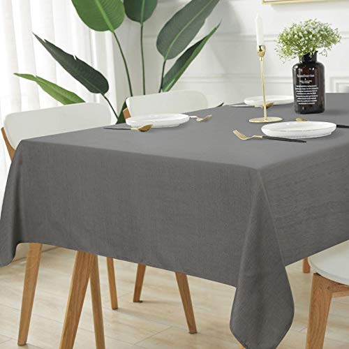 Faux Linen Tablecloth, Wrinkle Free Soft Table Cloth, Flax Linen Tablecloth for Kitchen Dining Room Party Decoration, Tablecloth Rectangle 56 x 120 inch, Grey - Thumbnail 5