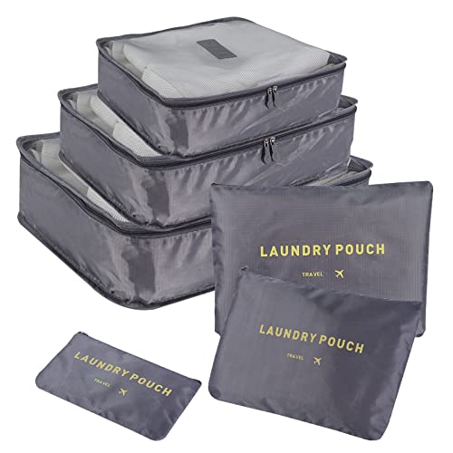 SKY-TOUCH-6Pcs-Set-Travel-Luggage-Organizer-Packing-Cubes-Set-Storage-Bag-Waterproof-Laundry-Bag-Traveling-Accessories-Gray-6974042151379 SKY-TOUCH 6Pcs Set Travel Luggage Organizer Packing Cubes Set Storage Bag Waterproof Laundry Bag Traveling Accessories - Gray, 6974042151379