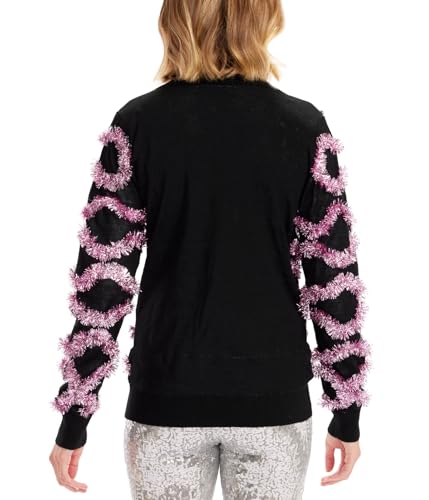 Tipsy Elves Classic Cute Cardigan Ugly Christmas Sweaters for Women with Fun Patterns and Animals - Women's Colorful Black Deck The Disco Balls Christmas Cardigan Size Medium3