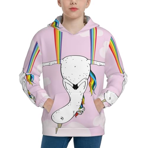 Aerial Yoga for Unicorn Kid Hoodies Boys Sweatshirts Girls Pullover with Pocket