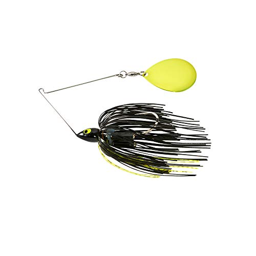 War Eagle Custom Lures Night Time Painted Head Single Colorado Spinnerbait Black Chartreuse Skirt 3/4 oz.