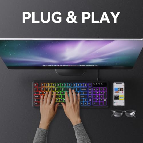 Image of Ajazz AF98 Wired Office Keyboard, Ergonomic, RGB Lighting, Multimedia Function Keys, Adjustable Stand, Suitable for Windows Vista /XP /7 /8 /10 /11 Mac, Andord.