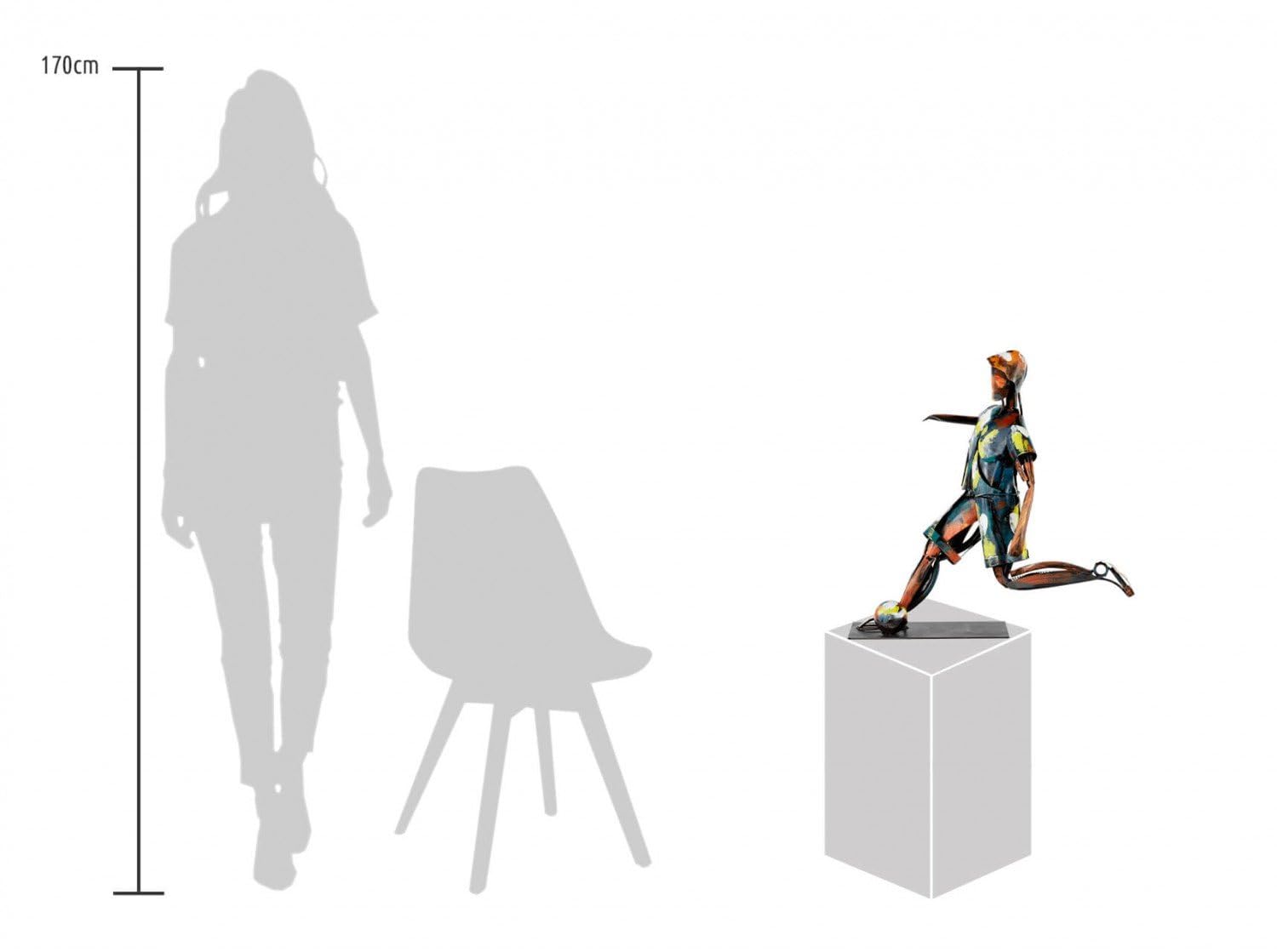 Metall Skulptur 'Der richtige Moment' 60x60x35cm handgefertigt Figur
