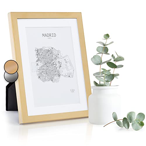 Casa Chic Marco de Fotos 17 x 12 cm, Marcos Fotos Vertical y Horizontal, Marco de Fotos de Pie y para Montar en Pared, Porta Retrato Hecho de Metal y Cristal para Casa y Oficina, Photo Frame