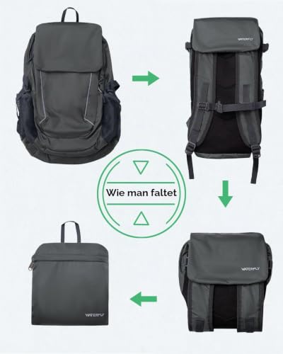 WATERFLY Faltbarer Wanderrucksack 28L Tagesrucksack – Ansicht 6