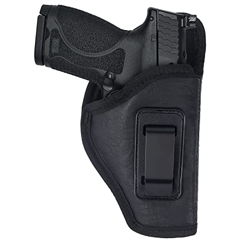 LIJSOTO Universal Tactical Belt Leather Pistol Holster Black Fits Small Compact Full Size Pistol Left and Right Handed