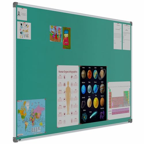 Image of Scholar Art Metis 4x8 Feet Fabric Pin Board for Office, Home & School | Vibrant & Versatile Crape Cloth + High Density Soft Board for Pinning Photos, Sticky Notes & Reminders (Emerald Green)