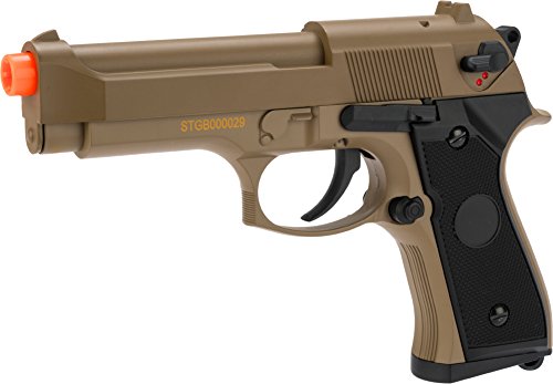Evike Airsoft - CYMA AEP Full Auto Select Fire M9 Airsoft AEP Pistol Package (Color: Tan)