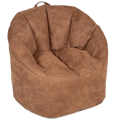 Big Joe Milano Bean Bag Chair for Kids Teens Adults Chestnut Vegan Suede Lightweight Seat for Reading Nook and Gaming 2.5 Foot Refillable
