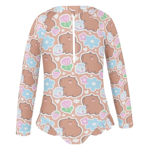 Girls Rash Guard Swimsuits Long Sleeve One Pieces Bathing Suit UPF 50+ Zipper Girls Swimwear2