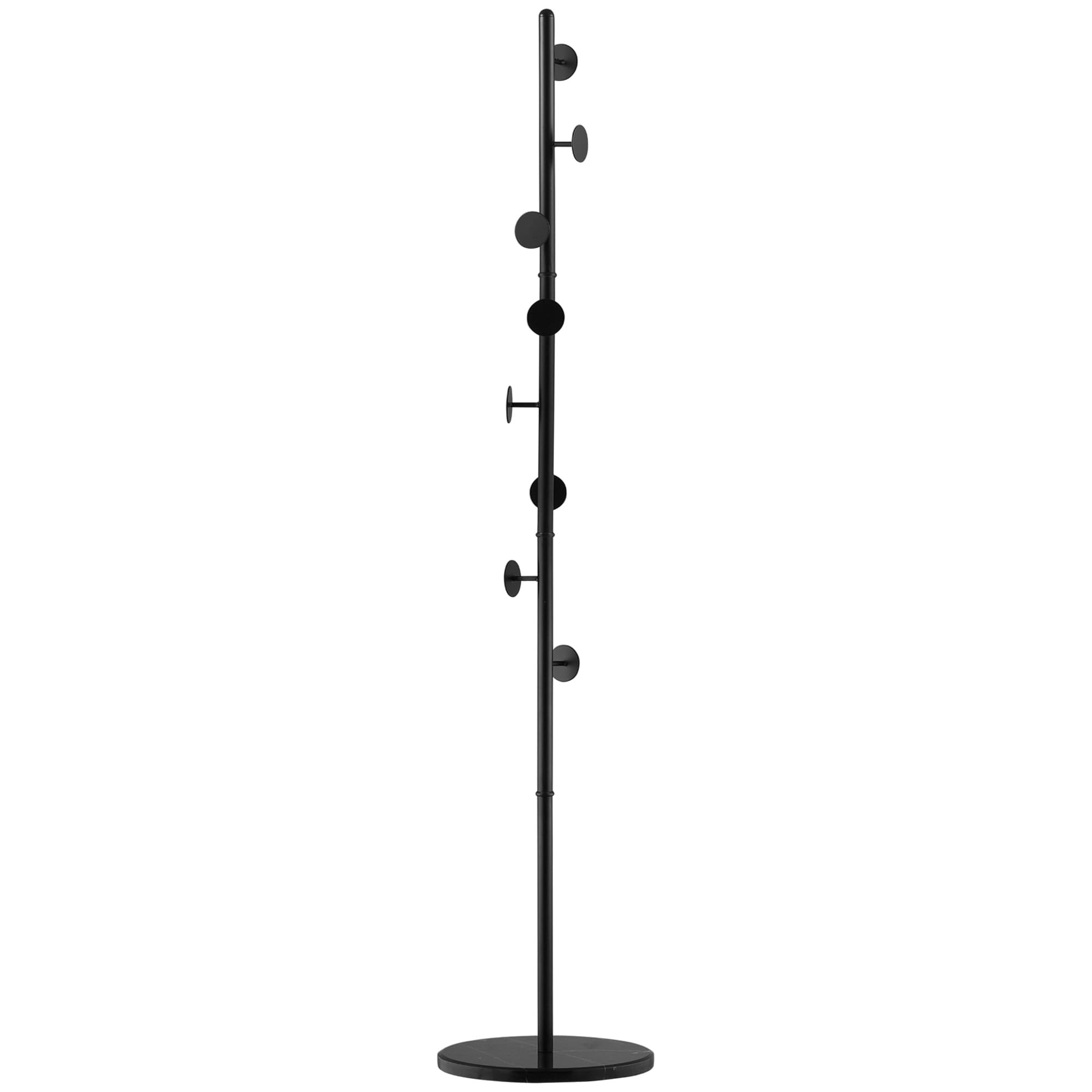 HOMCOM Albero Appendiabiti con 8 Ganci Base Rotonda 35x35x170 cm Nero | Appendiabiti da Terra, in Acciaio e Marmo
