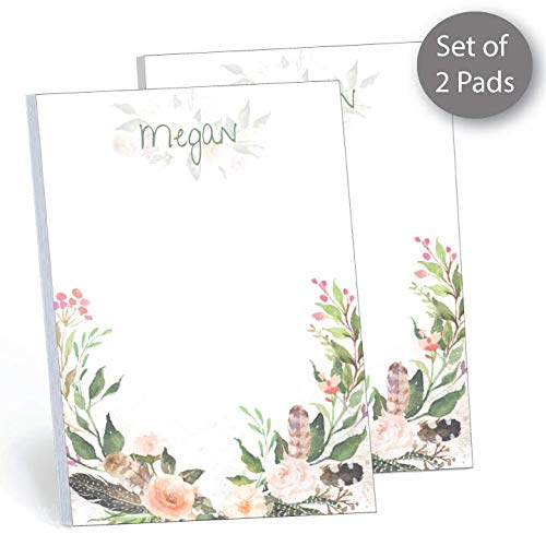 Gotcha Covered Notebooks Wrapped in Floral Set of 2 Personalized Memo Pads/Notepads, 2 pads - 50 sheets per pad. 4” x 5.5”. Made in the USA.