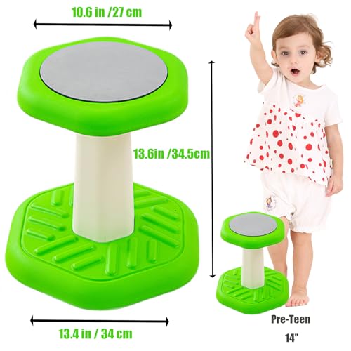 Image of Fanboxk Active Chairs Kids Preschool Wobble Stool - Alternative Flexible Seating Balance Wiggle Stool for Classroom,Preschool,Kindergarten&Elementary School,Active Sensory Chairs,Ages3-8,Green(14in)