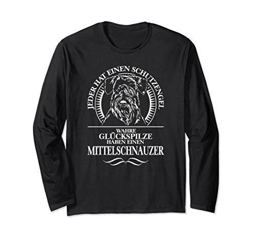 Mittelschnauzer Schutzengel Hund Hundespruch Hunde Langarmshirt