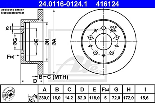 ATE 416124 Dischi Freno, Set di 2