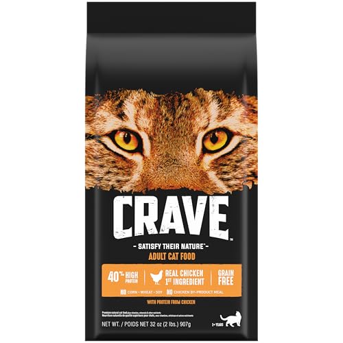 CRAVE Grain Free Adult High Protein Natural Dry Cat Food with Protein from Chicken 2 lb. Bag
