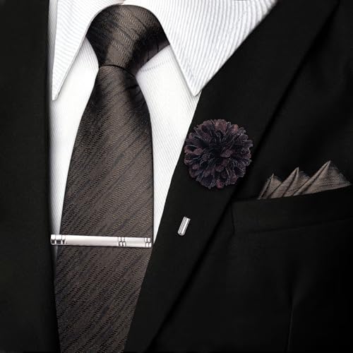 Image of DiBanGu Silk Zipper Ties for Men, Formal Pre-tied Necktie | Adjustable Tie,6PCS,Various Design Styles,Jacquard Woven,Skin-friendly,Practical Gift,Great for Wedding Party,Business Formal