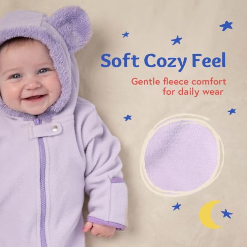 Image of baby deedee Bunting Fleece - Hooded Bear Ears Diaper Zip