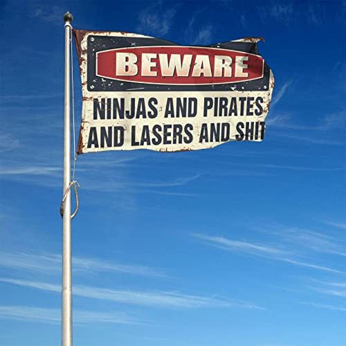 Drapeau d'avertissement Ninjas et Pirates déco Man Cave