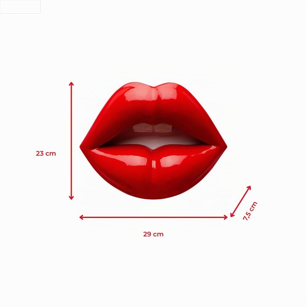 Kare Design Wandobjekt Lips, Rot, Modern, Deko Objekt, Lippen Motiv, Zimmerdekoration, Deko für Regale, Accessoire, Wohnzimmer, Flur, Home Office, Schlafzimmer, 30 x 23 x 8 cm (H/B/T)