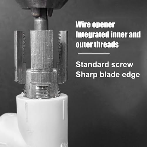 Pipe Thread Cutting Tool,Integrated Internal & External Pipe Threading Tool,Electric Drill Compatible PVC Pipe Threader Kit,1/2