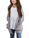 Girls Long Sleeve Cardigan Sweaters Open Front Cable Knit Chunky Cardigans Kids Oversized Cute Outer