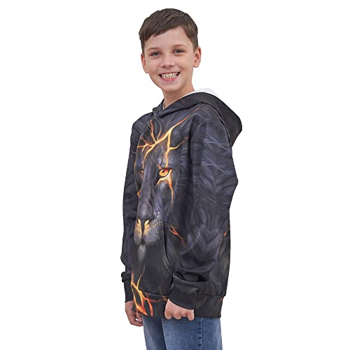 Newcosplay Unisex Kids Hooded Realistic 3D Galaxy Digital Print Sweatshirt Baseball Jersey For Boys Girls(Flash Lion, L) #TOP4
