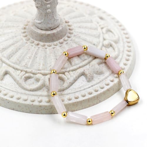 Image of Cuboid Love Elastic Bracelet, Crystal Energy Stone Anxiety Relief Yoga Jewelry for Women Male (Heart-shaped Charm Can Be Customized Name)