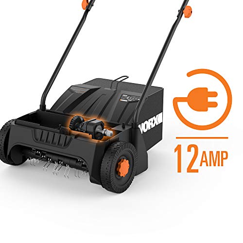 WORX 12 Amp Corded Lawn Dethatcher, Electric Scarifier Removes Deep Thatch & Improves Grass Health, WG850