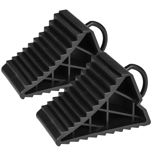 Image of Taifa Wheel Chocks for Travel Trailers, RV Wheel Stoppers Tire Chock with Portable Handle for Camper Cars Trucks etc., Black, 2Packs