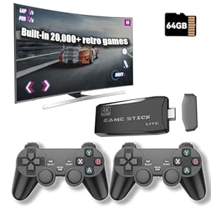 retro gaming console,Wireless Retro Game Console, Retro Game Stick -game system with built in games,23 Emulators,4k Hdmi Output, 2.4GHz Wireless Controller, plug and play video games for tv