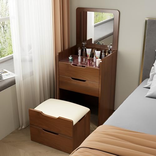 3-in-1 Makeup ty con luci LED Flip-Top Specchio elegante design cactus nascosto Storage Ottoman per piccoli spazi perfetto per gli amanti della bellezza e