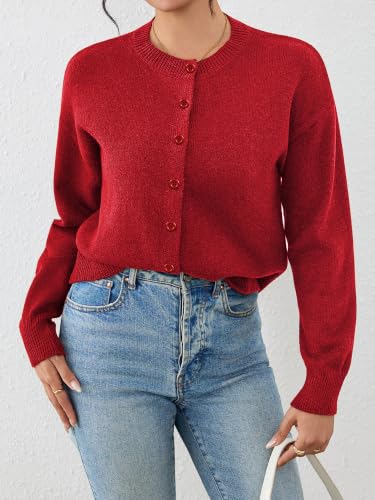Image of Ibeauti Cropped Cardigan Sweaters for Women 2026 Trendy Spring Y2k Outfit Long Sleeve Button up Open Front Short Knit Sweater