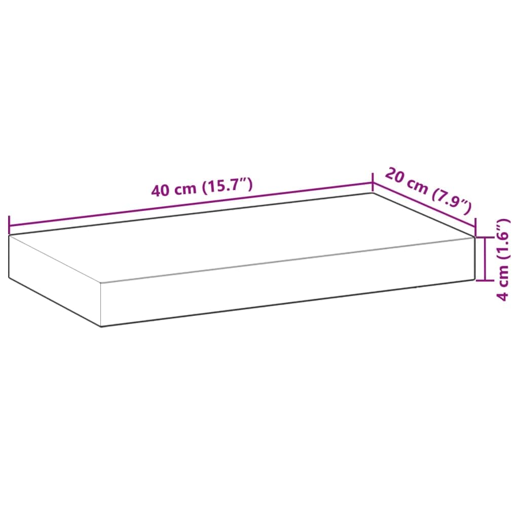Juego de 3 estantes flotantes, 40 x 20 x 4 cm, de madera maciza, de acacia, sin tratar, para salón, cocina, dormitorio, baño, estante flotante, rectangular, natural